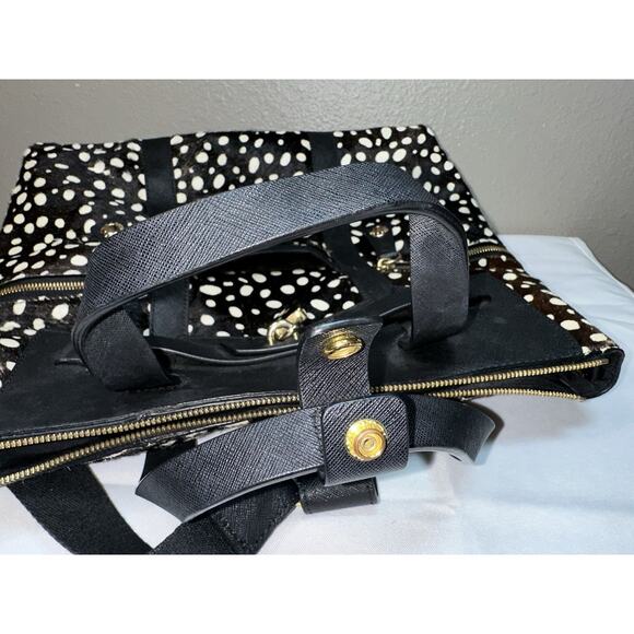 Henri Bendel Jetsetter Backpack Calf Hair Leopard Black Cream PROJECT READ - Picture 12 of 16